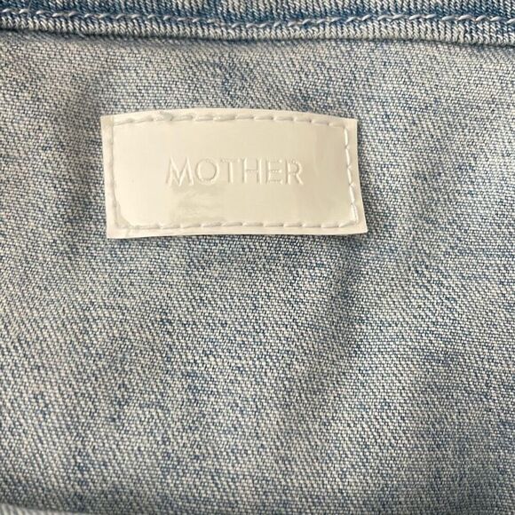 Mother Womens Layered Ruffle Mini Raw Edge Skirt‎ Blue Denim Light Wash Size 27 - Picture 7 of 13